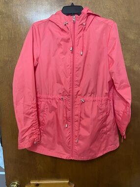 Jones New York Coral Pink Hooded Utility Jacket